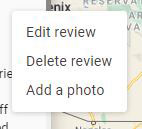 Edit review, Delete review, Add a photo